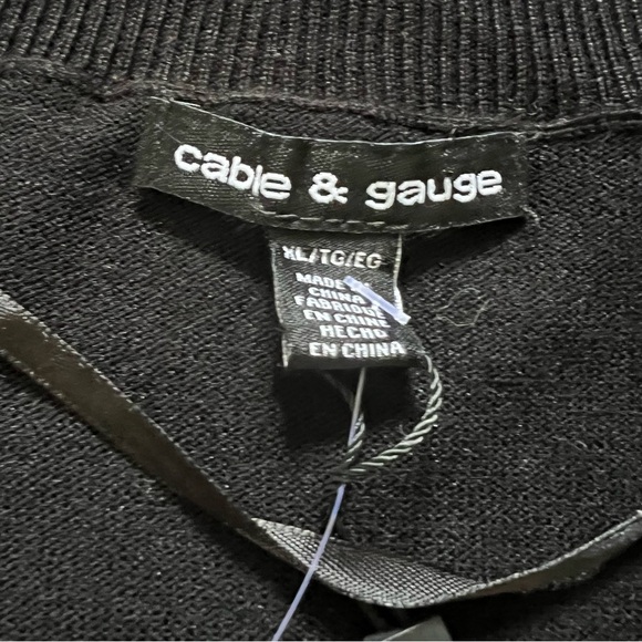 NWT Cable & Gauge V Neck Long Sleeves Black Knit Sweater Straight Fit Women's XL - Picture 4 of 10